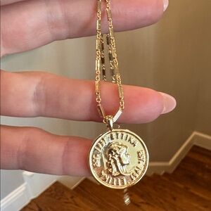 👸New! Etikka 18k Plated Gold Coin Pendant Necklace